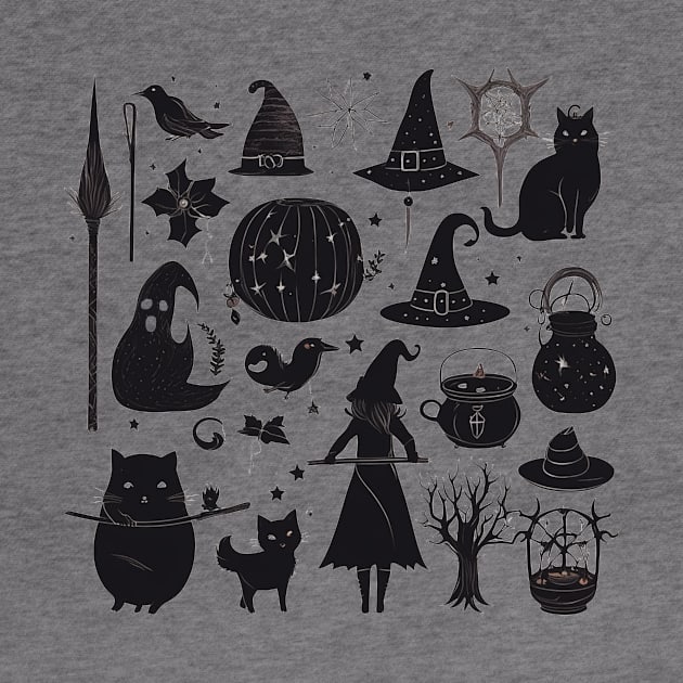 Witch accessories halloween silhouette design by Edgi